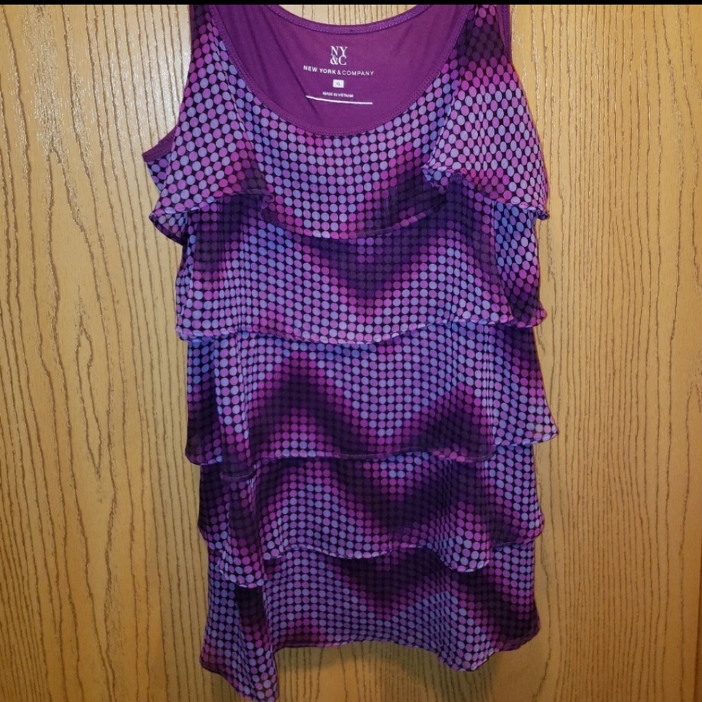 Purple gradient polkadotted tank